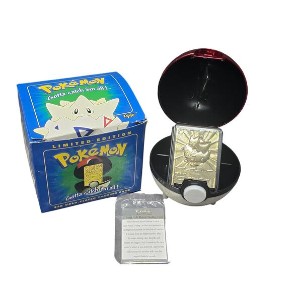 Pokémon Pokeball Togepi Limited Edition Gold Plated 23K Pokemon Card Collect - Picture 1 of 15
